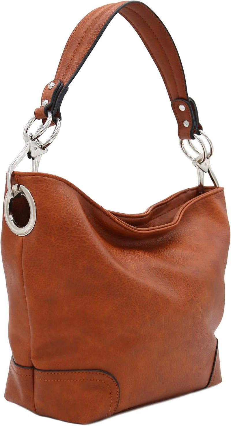 Alyssa Hobo Shoulder Bag with Big Snap Hook Hardware - Image 1